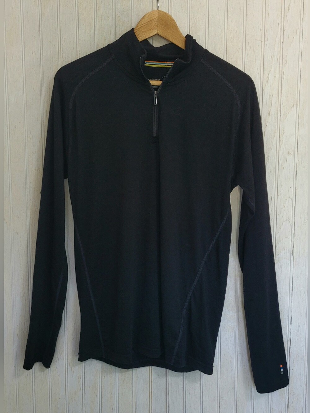 Smartwool Merino 150 Baselayer 1/4 Zip Top Black Men's Size S EUC